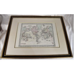 Map of the World on the Mercator Projection Exhibiting the American Continent at its Centre. (Original, Hand-Colored, Framed Map Under Glass)